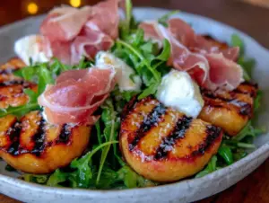 grilled peach and burrata salad - featured image