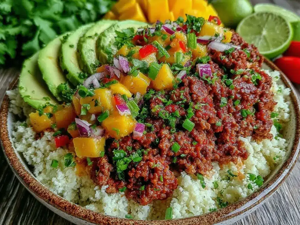 healthy calorie-deficit turkey taco bowl - featured image
