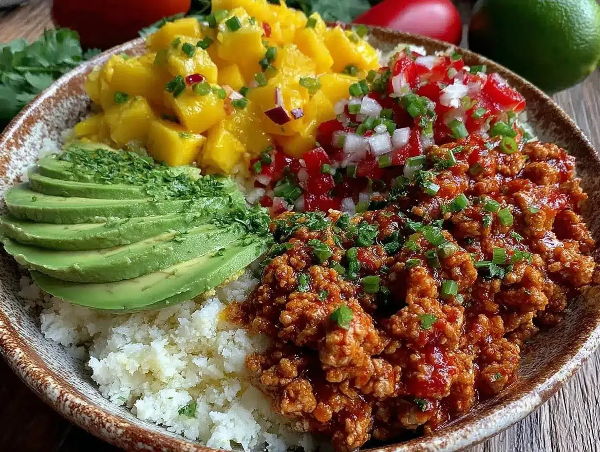 healthy calorie-deficit turkey taco bowl preparation steps