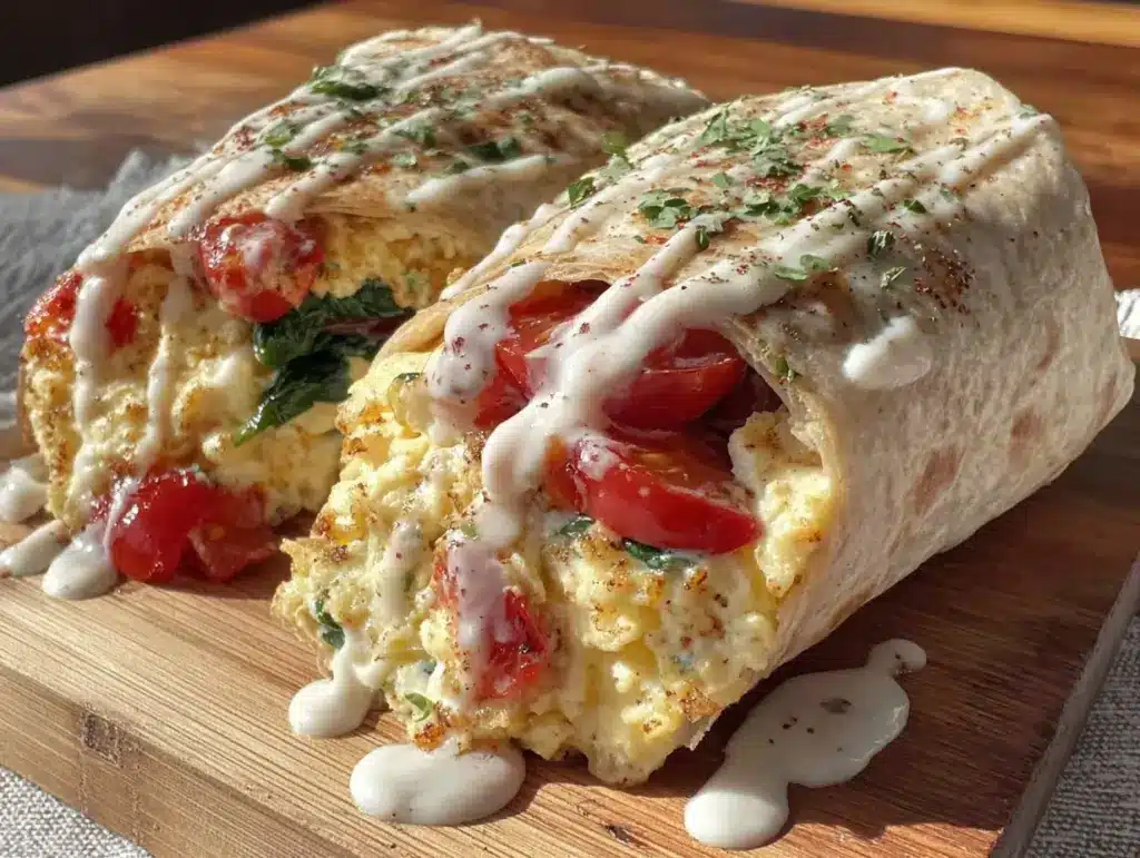 healthy egg white veggie scramble wrap - featured image