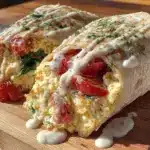 healthy egg white veggie scramble wrap - featured image