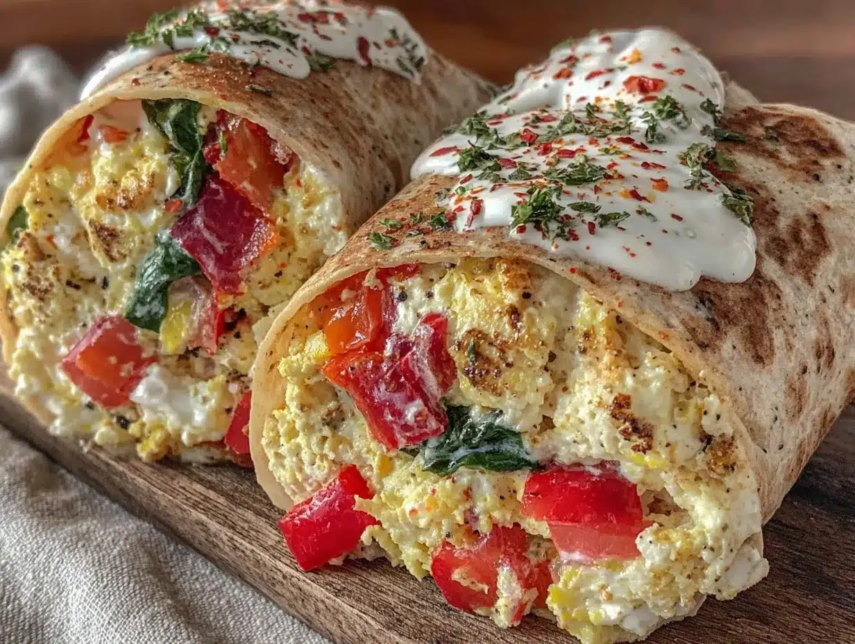 healthy egg white veggie scramble wrap preparation steps