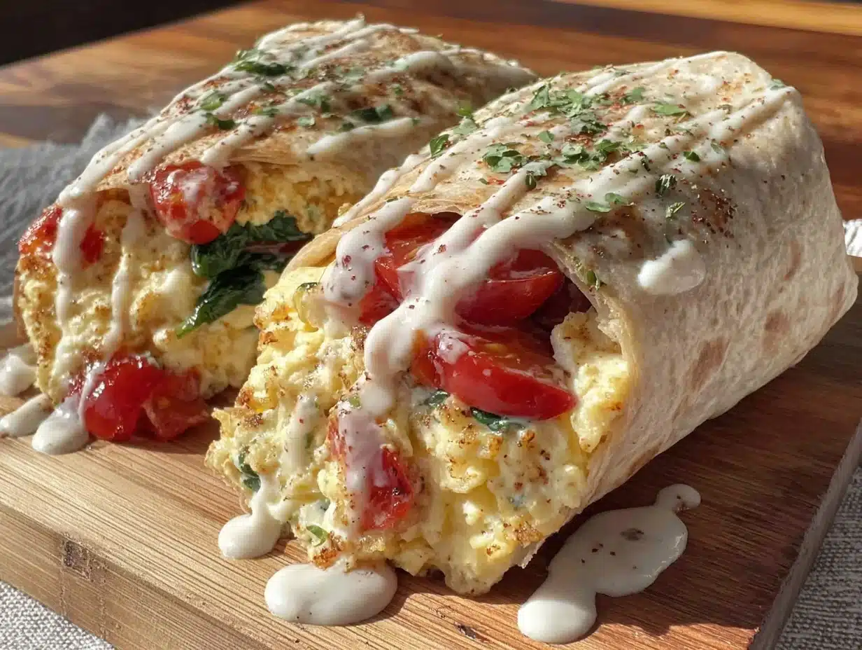healthy egg white veggie scramble wrap - featured image
