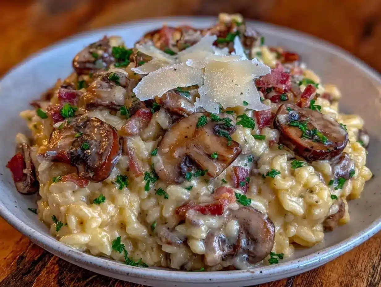 Instant Pot mushroom Parmesan risotto preparation steps