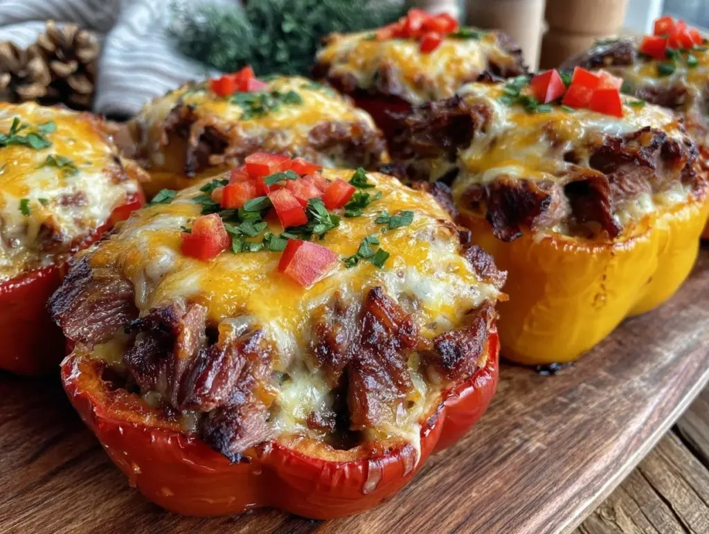keto philly cheesesteak stuffed peppers - featured image
