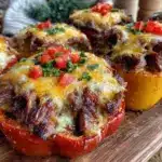 keto philly cheesesteak stuffed peppers - featured image
