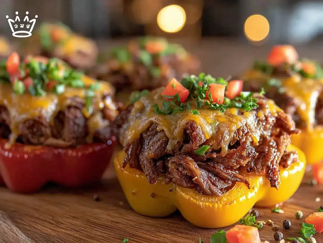 keto philly cheesesteak stuffed peppers preparation steps