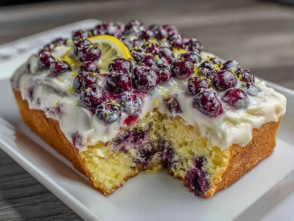 lemon blueberry sheet cake - featured image