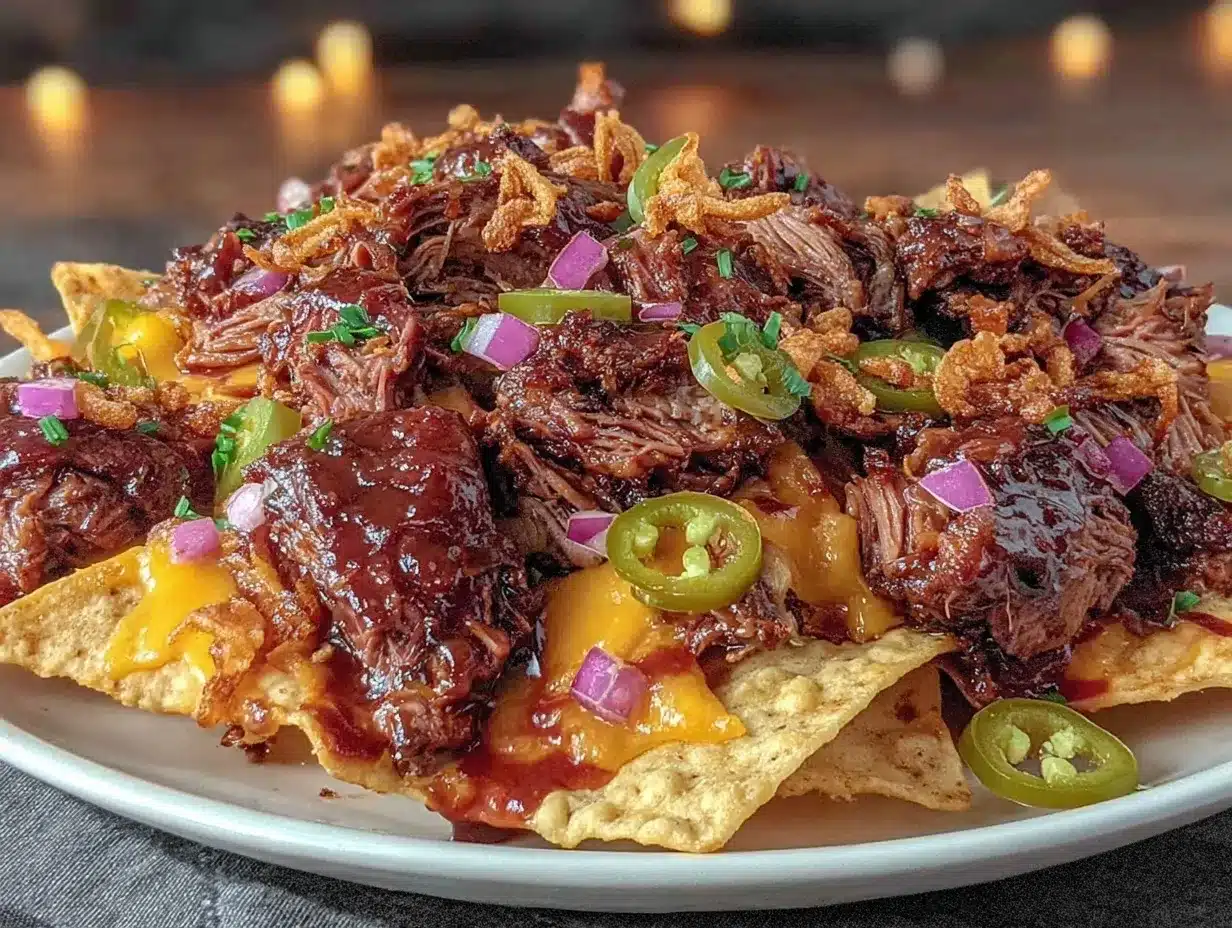 loaded BBQ brisket nachos preparation steps