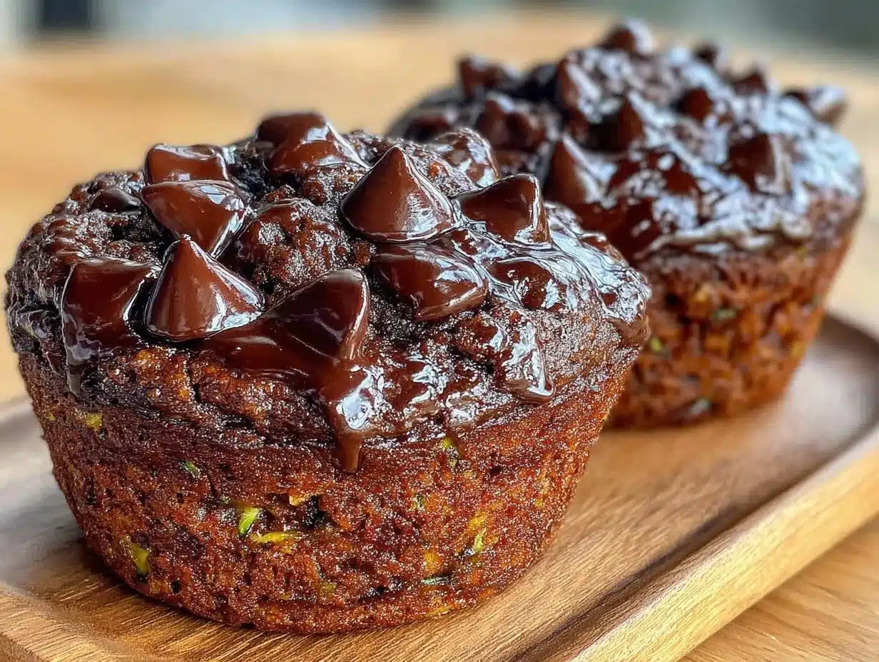 moist double chocolate zucchini muffins preparation steps