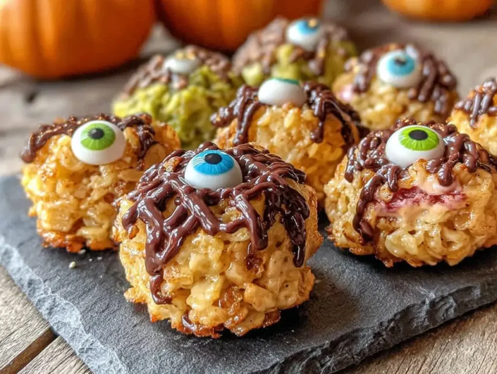 monster rice crispy treat eyeballs - featured image
