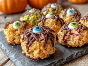 monster rice crispy treat eyeballs - featured image