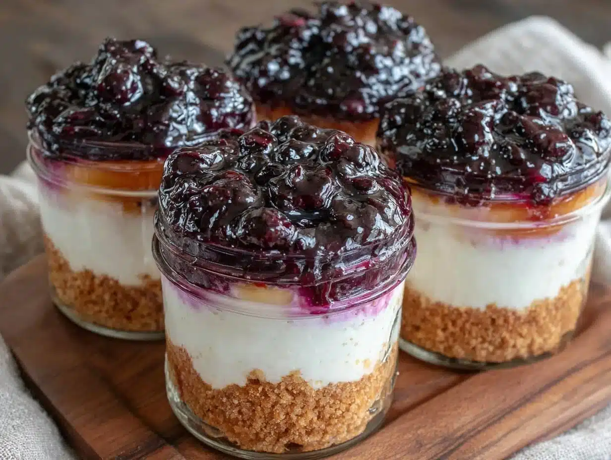 no-bake blueberry cheesecake cups - featured image