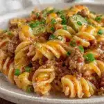 one-pot ground beef cheeseburger pasta - featured image