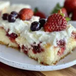 patriotic strawberry cheesecake sheet cake - featured image