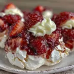 pavlova cookies with strawberry cream - featured image