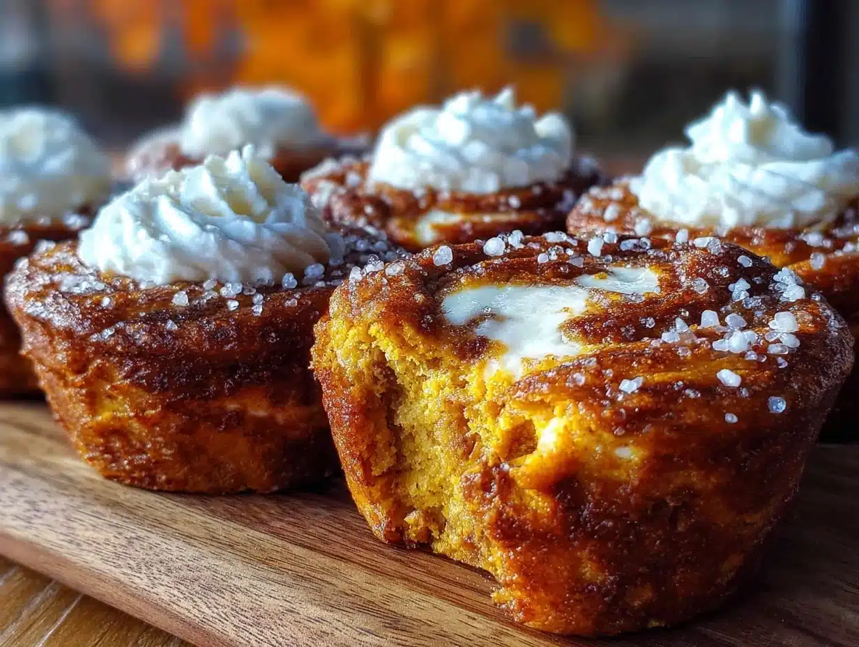 pumpkin cream cheese swirl muffins - featured image