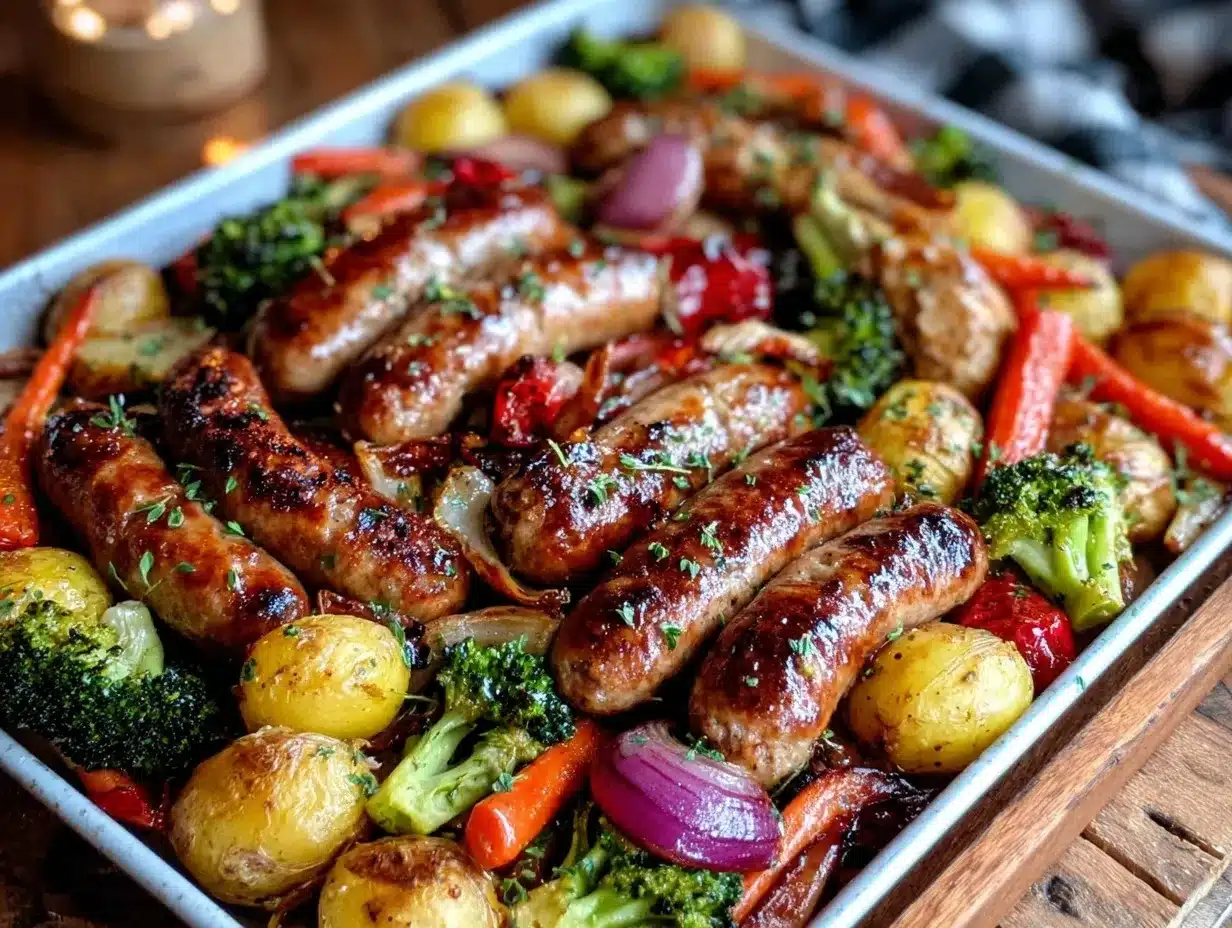 quick 30-minute sheet pan sausage and veggies dinner preparation steps
