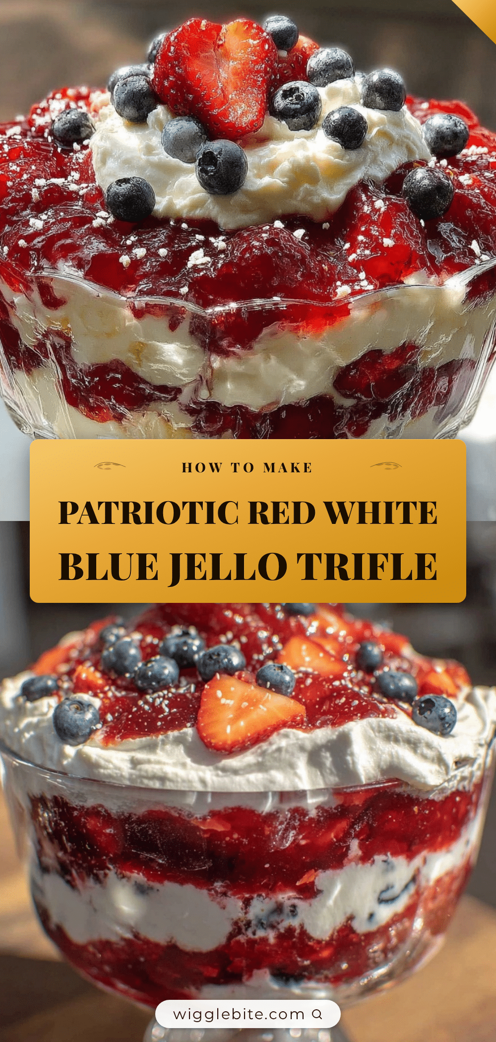Red White and Blue Layered Jello Trifle Cake recipe
