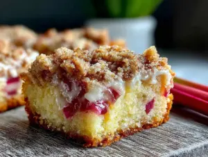 rhubarb sour cream coffee cake - featured image