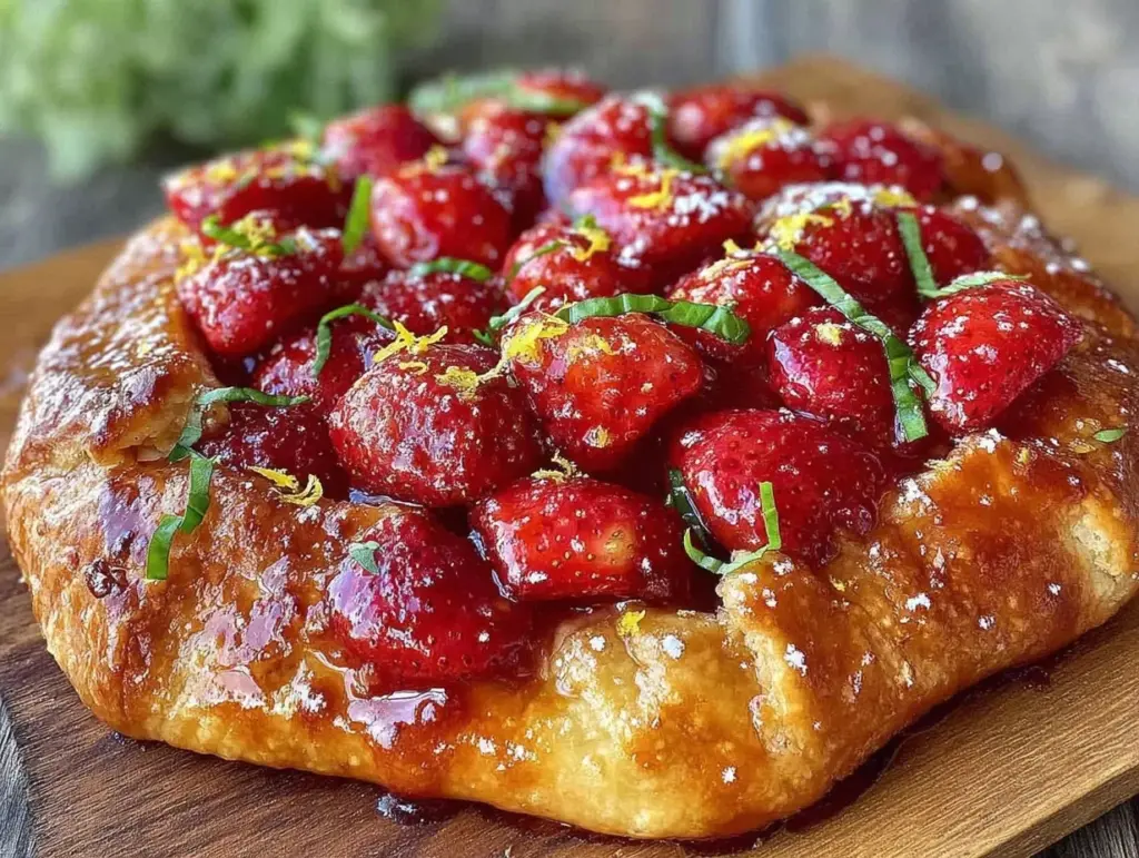 rustic strawberry basil galette - featured image