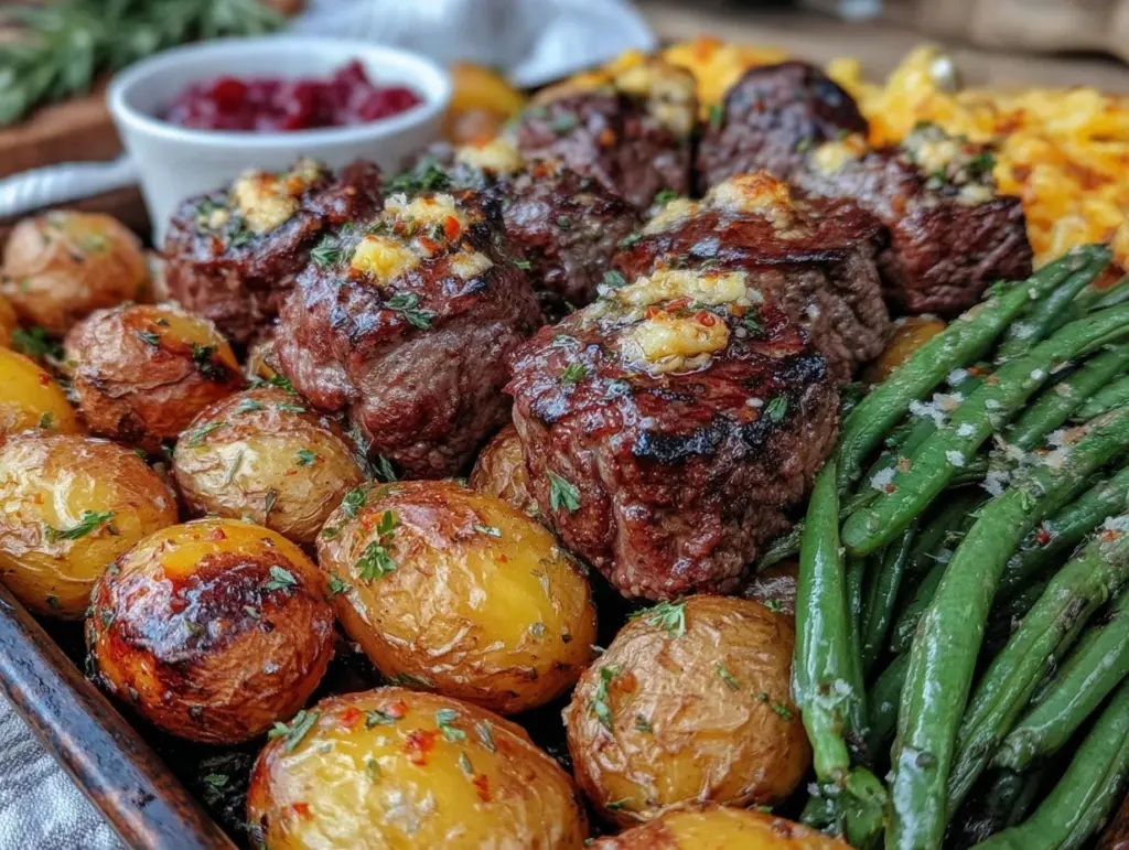 sheet pan garlic butter steak bites - featured image