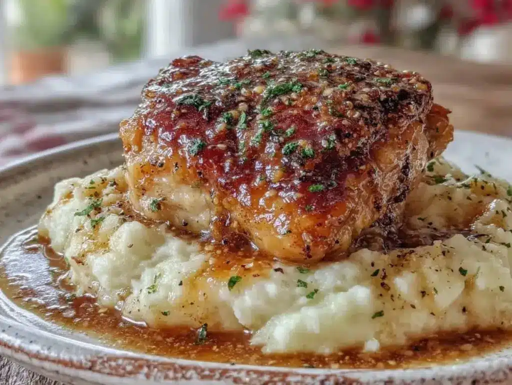 slow cooker honey garlic chicken thighs - featured image
