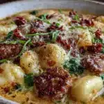 slow cooker marry me sausage gnocchi soup - featured image