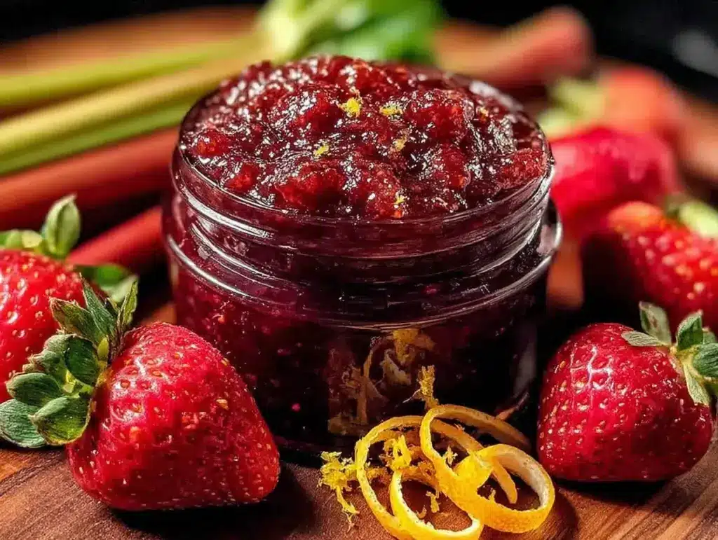 small-batch strawberry rhubarb jam - featured image
