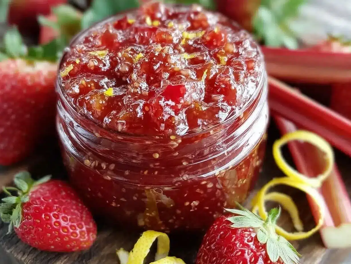 small-batch strawberry rhubarb jam preparation steps