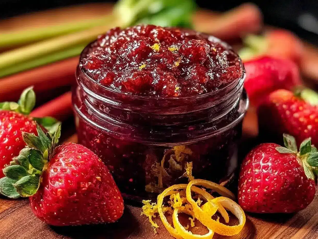 small-batch strawberry rhubarb jam - featured image