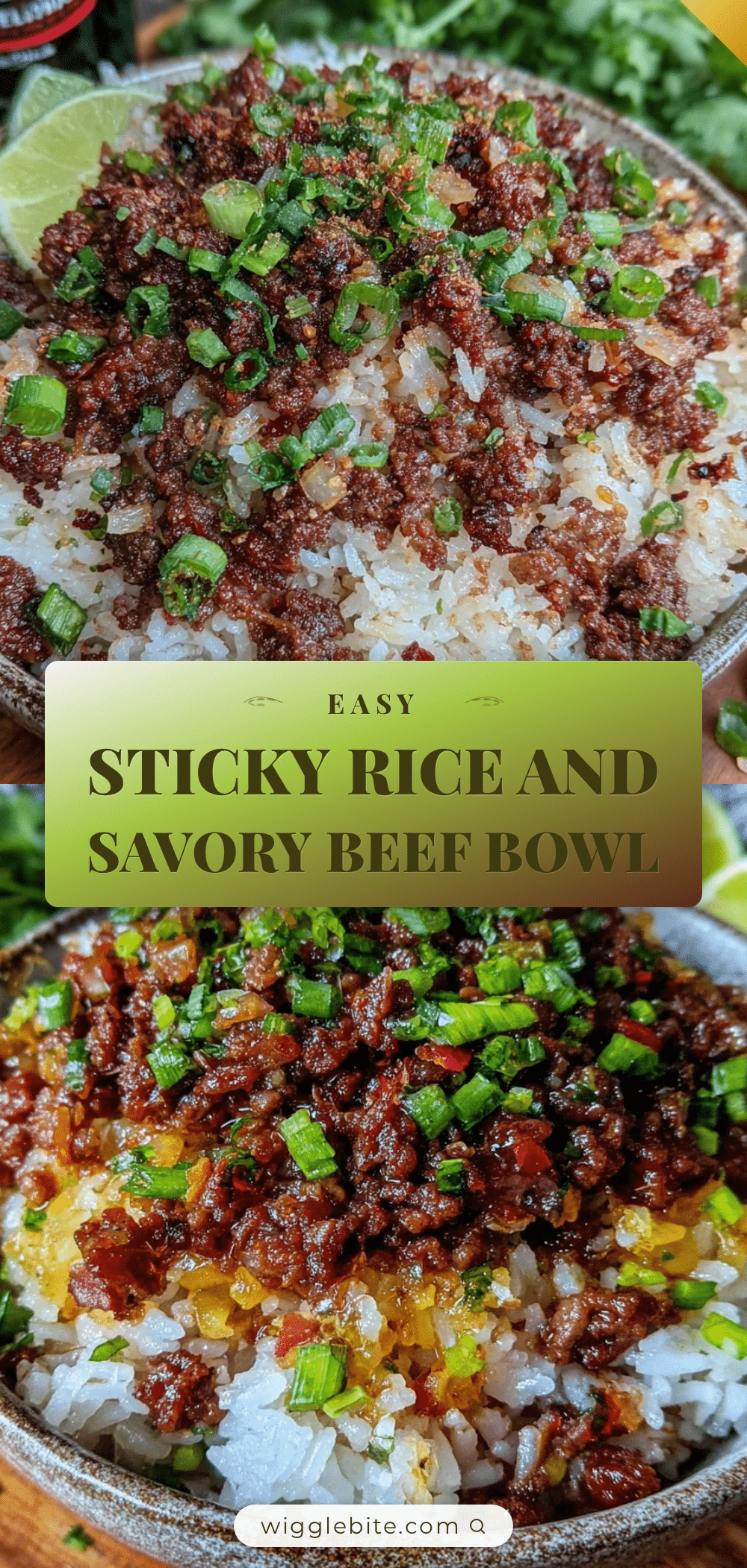 sticky rice and savory ground beef bowl recipe