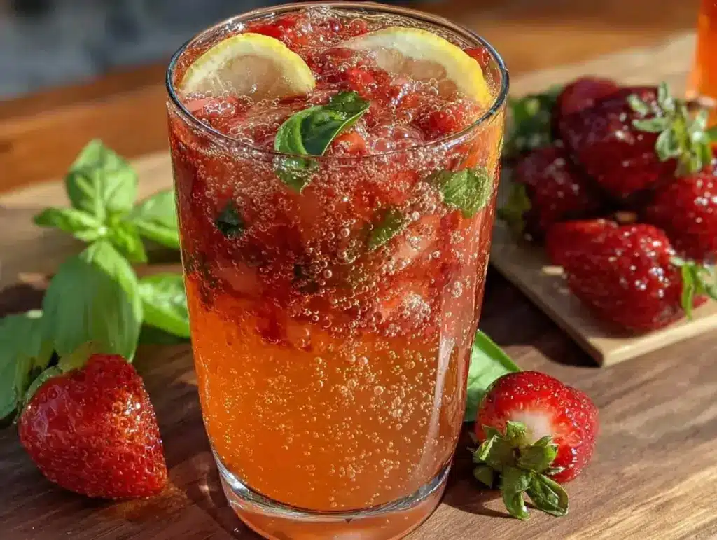 strawberry basil mocktail smash - featured image