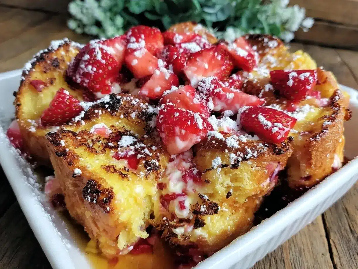 strawberry cream cheese french toast casserole preparation steps