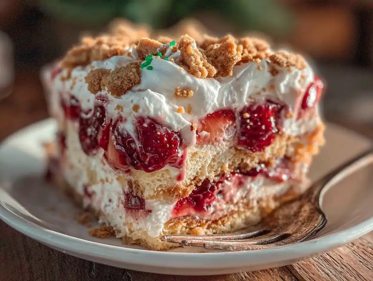 strawberry shortcake crunch cake preparation steps