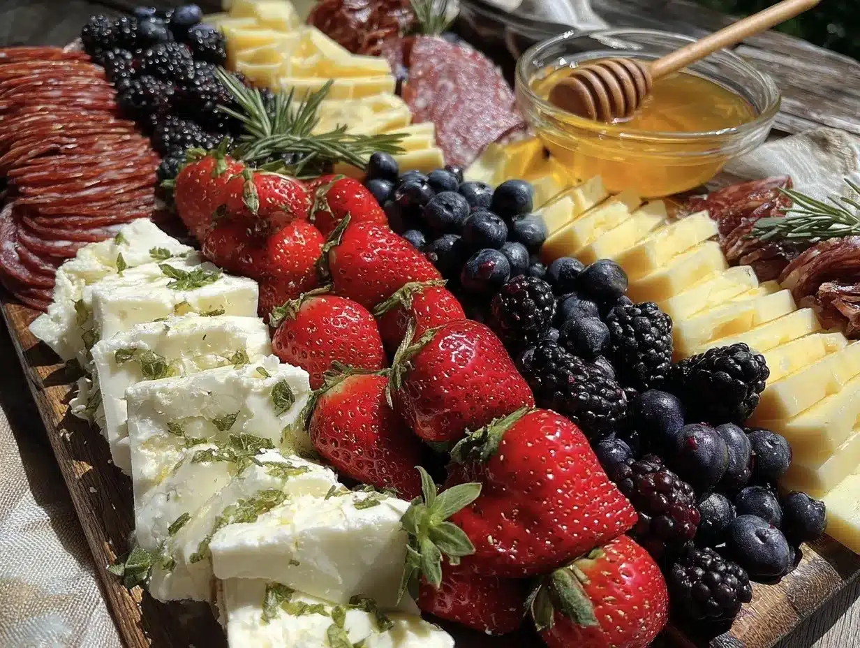 american flag charcuterie board preparation steps