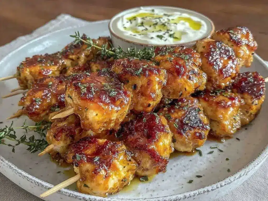 apricot thyme chicken skewers - featured image