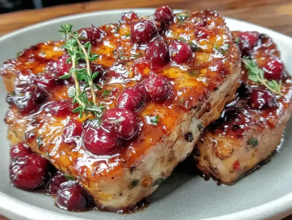 balsamic cherry glazed pork chops - featured image