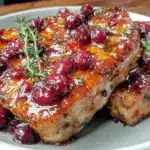 balsamic cherry glazed pork chops - featured image