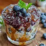 blueberry bourbon smash cocktail - featured image