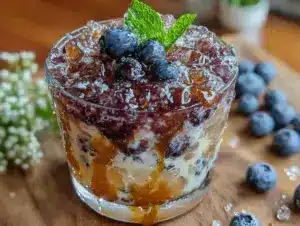 blueberry bourbon smash cocktail - featured image
