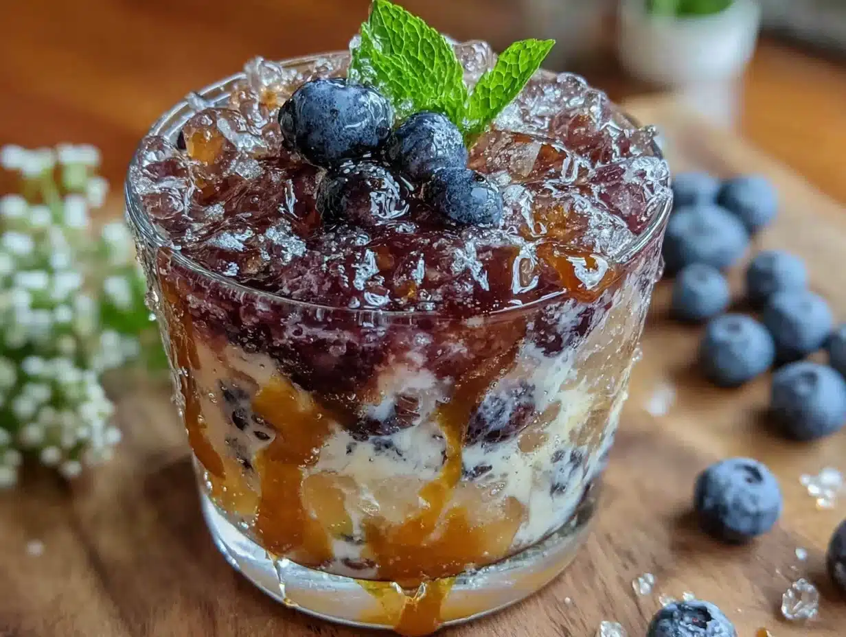 blueberry bourbon smash cocktail - featured image