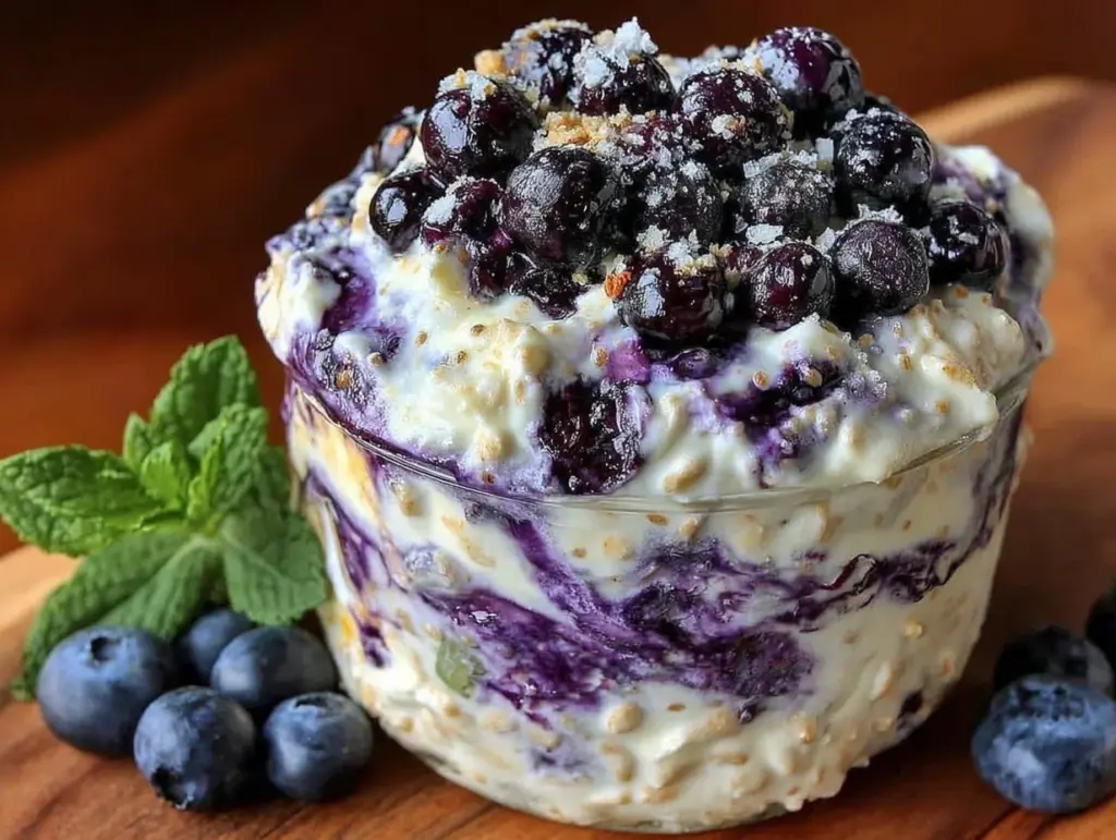 blueberry cream cheese overnight oats - featured image