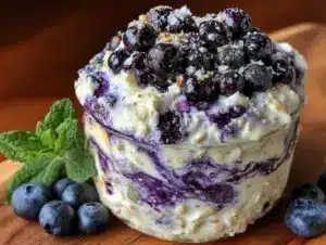 blueberry cream cheese overnight oats - featured image