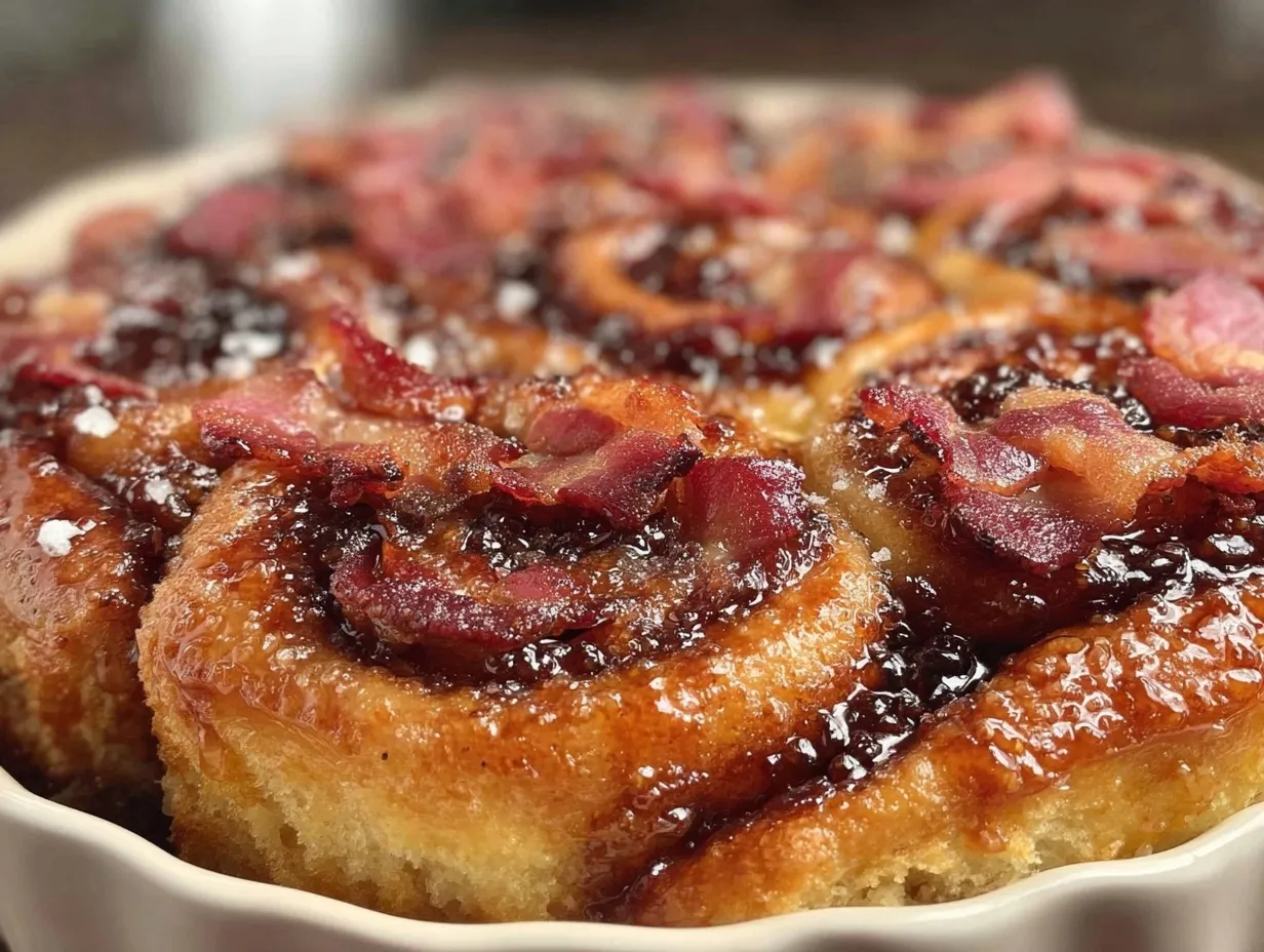 bourbon maple bacon cinnamon roll bake preparation steps