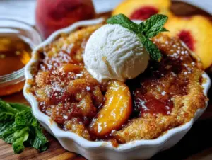 brown butter peach cobbler - featured image