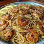 creamy garlic butter shrimp pasta - featured image