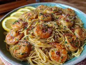 creamy garlic butter shrimp pasta - featured image