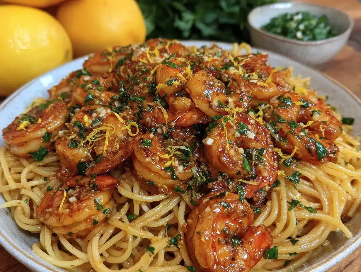 creamy lemon garlic butter shrimp pasta preparation steps