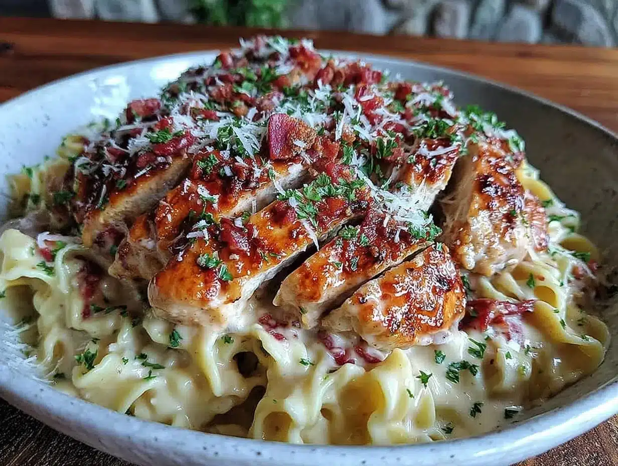 creamy one-pot chicken Alfredo pasta preparation steps